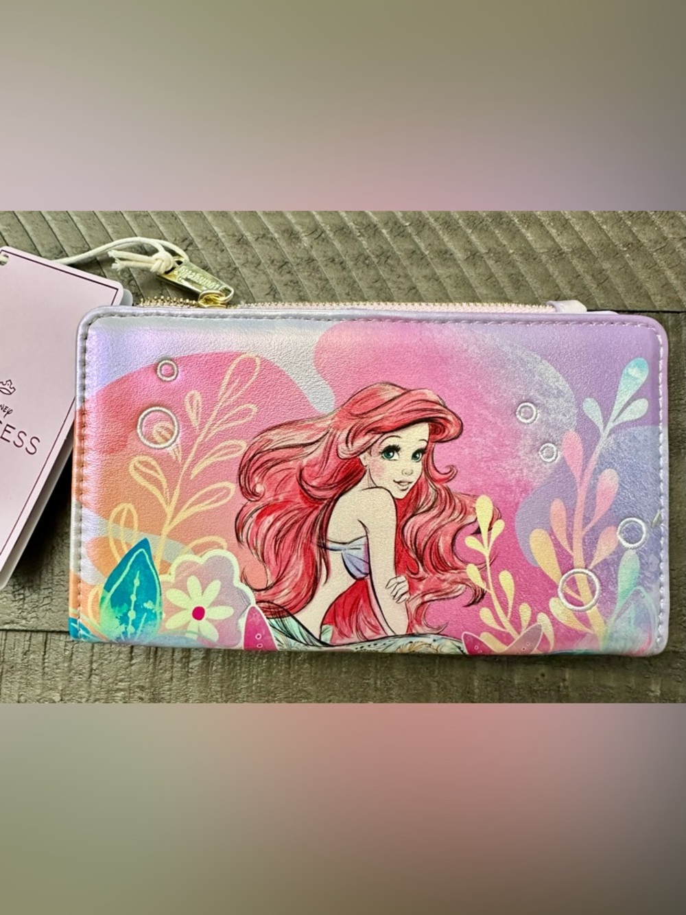 Loungefly x Disney Little Mermaid Ariel Soft Floral Mini Backpack & Flap Wallet - Picture 2 of 14